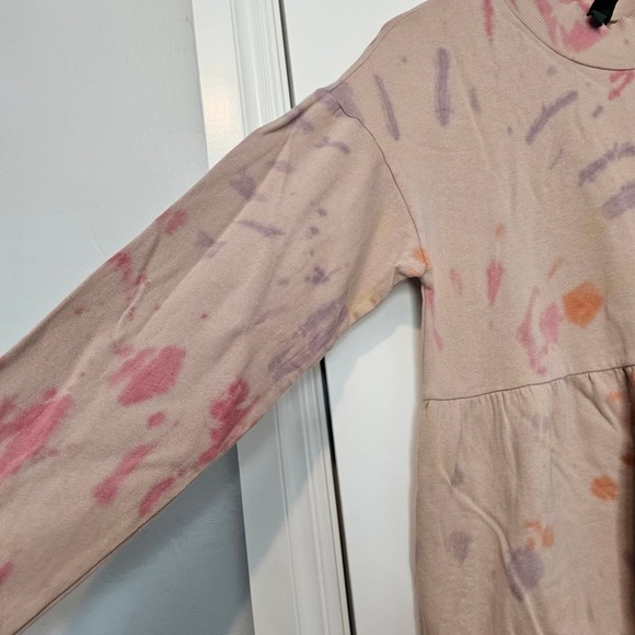 Wild Fable Pink Tie Dye Sweater Dress Size Medium Ruffles Tiered Mock Neck - Picture 6 of 11